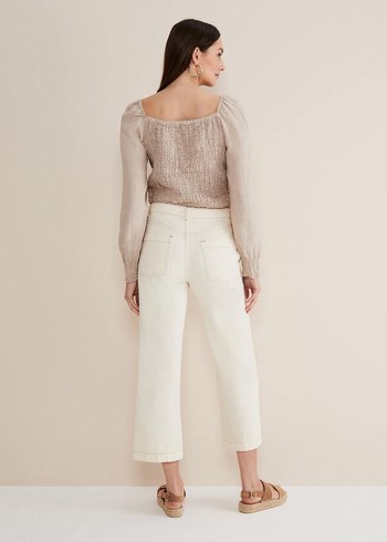 Phase Eight Fraya Wide Leg Jeans White Australia | LI8962051